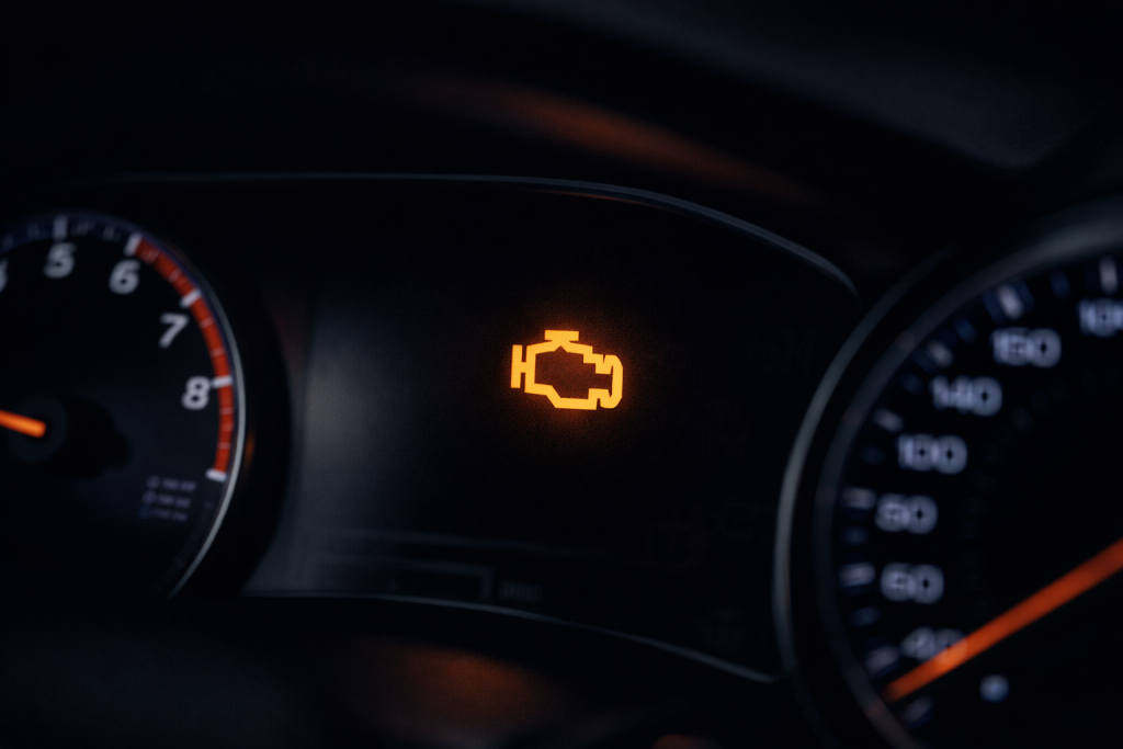 transmission warning light on car dashboard