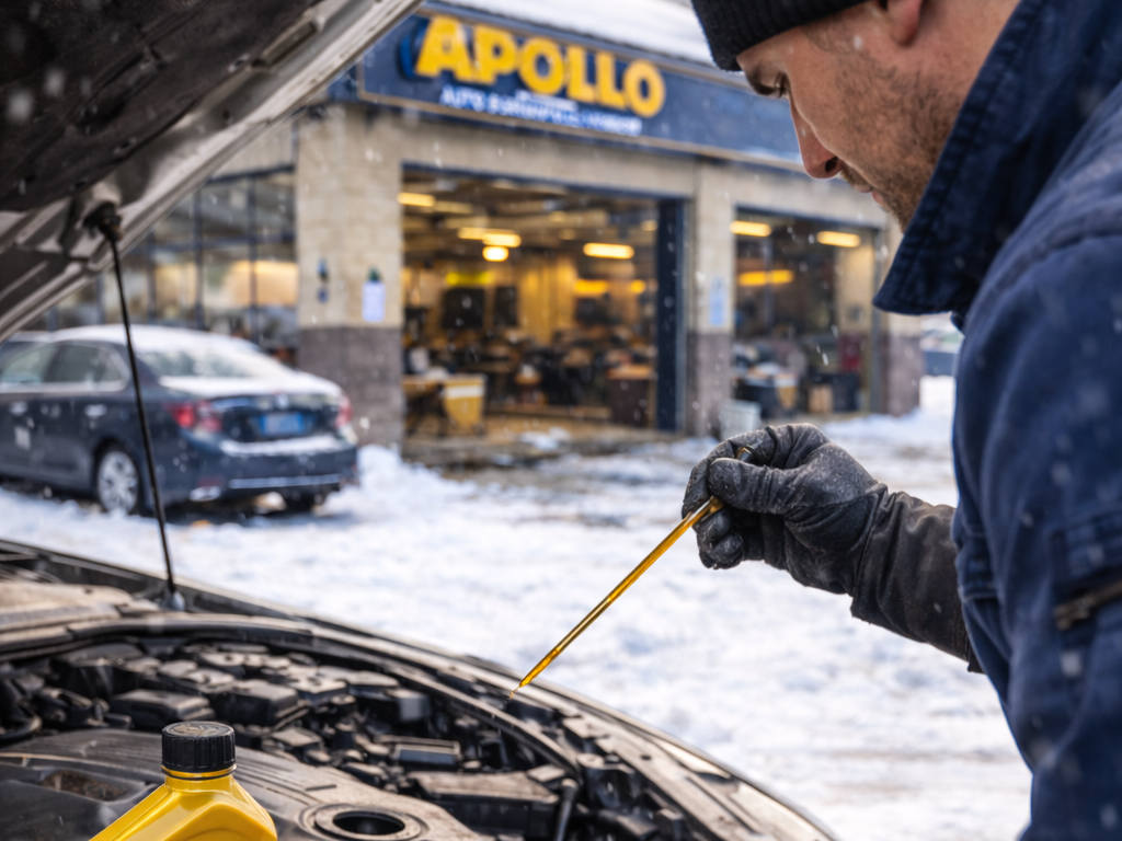 Professional oil change as part of regular car maintenance